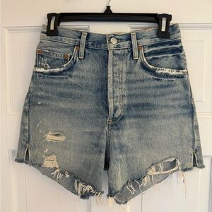 Agolde Blue Dee Distressed Jean Shorts